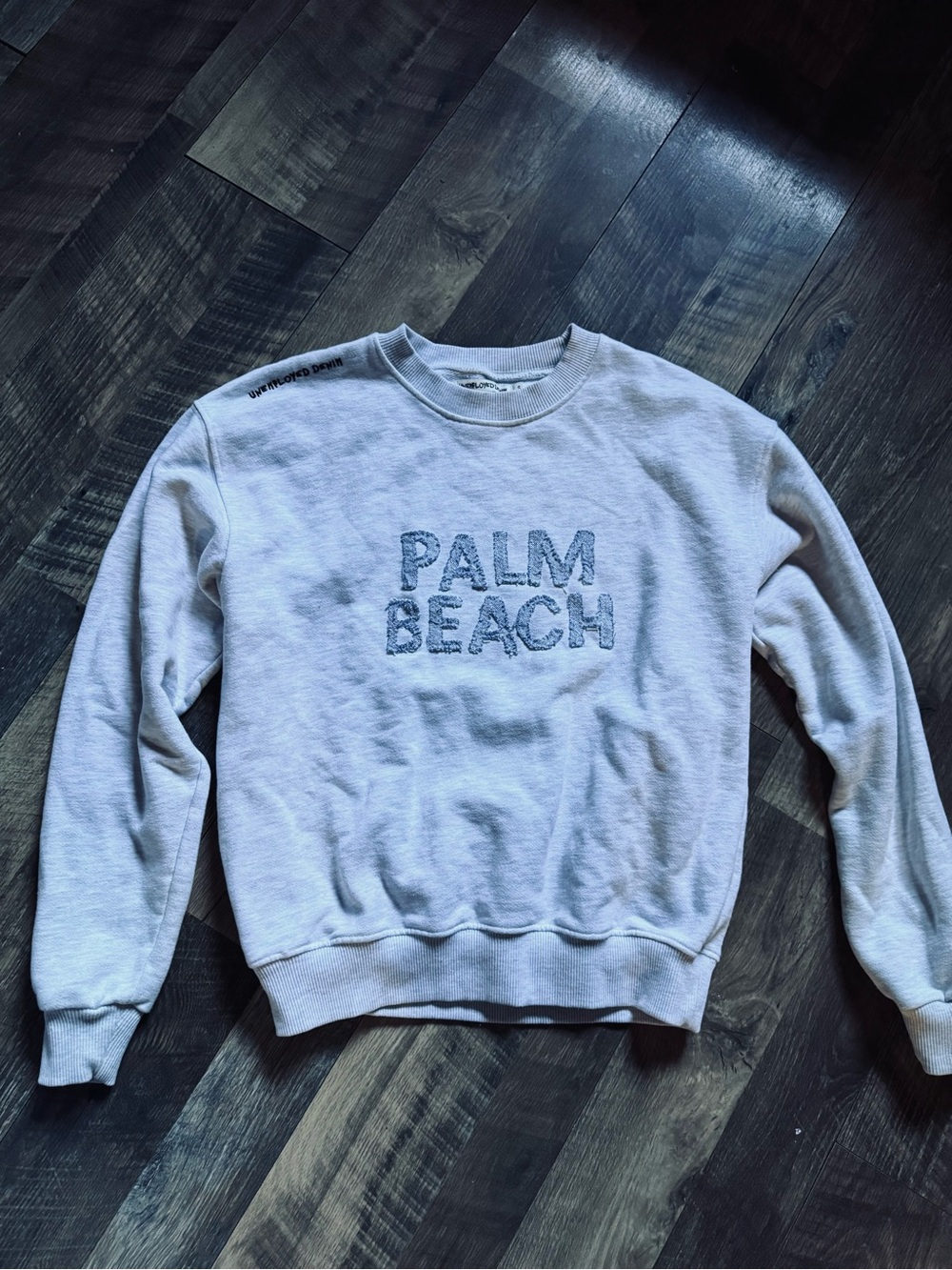 Unemployed Denim Palm Beach Embroidered Crewneck Sweatshirt